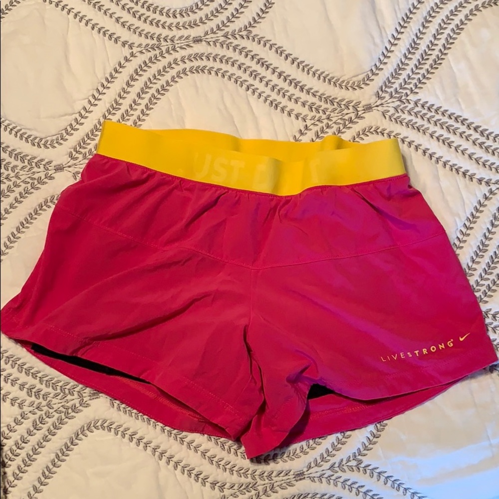 Nike livestrong pink and yellow shorts